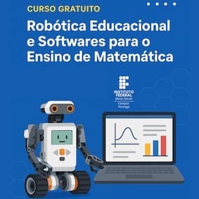Robótica Educacional e Softwares para o Ensino de Matemática, imagem representando um robô estilo LEGO e um computador tipo notebook. 